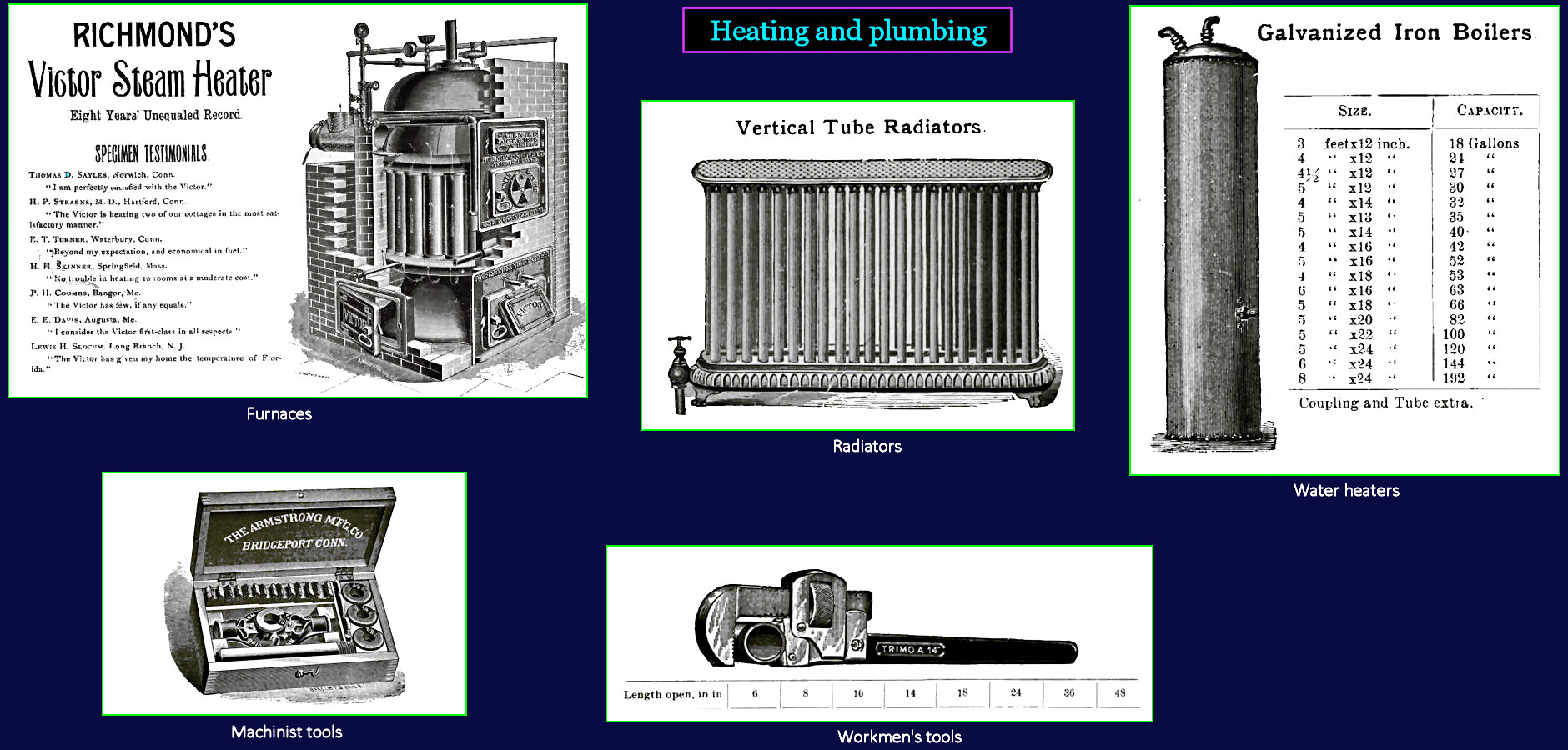 Heating and Plumbing Ads, 1890